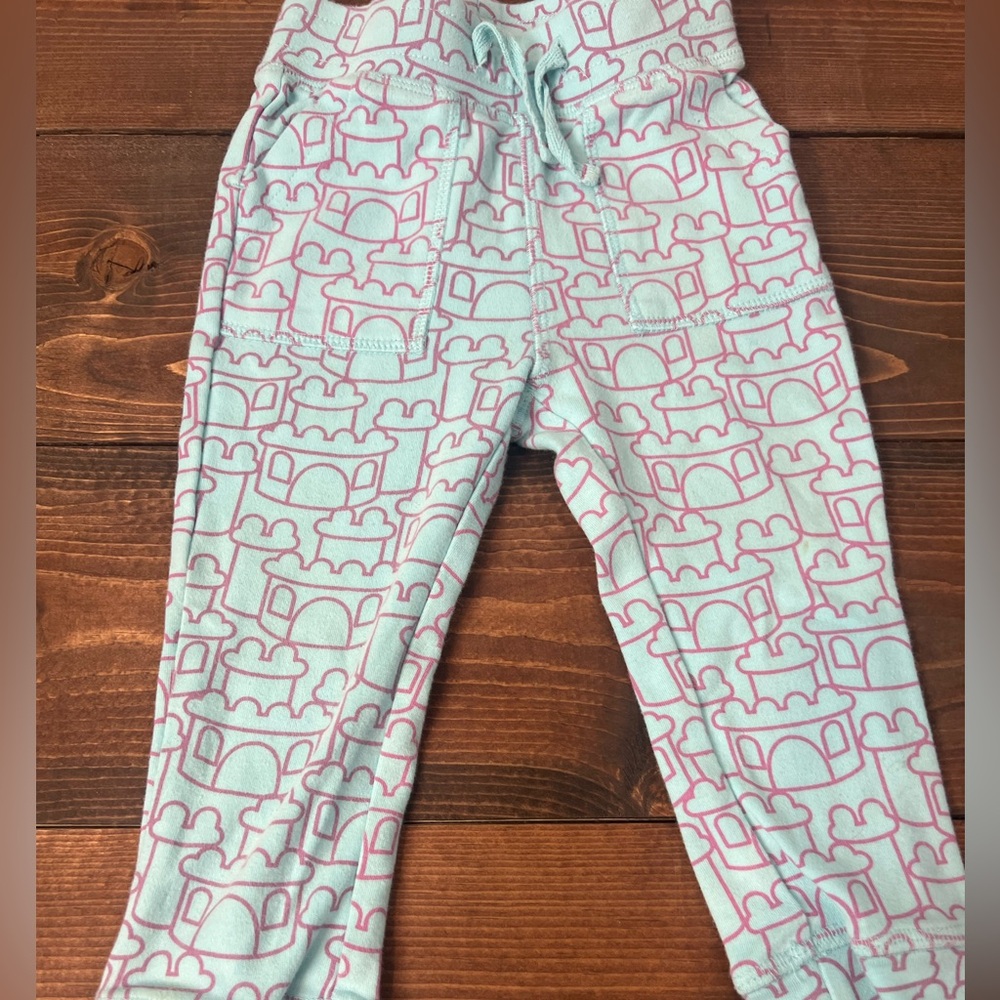 Pact Organic Cotton Baby Pants SZ 12-18 months cuff ankle Castle Daniel Tigers